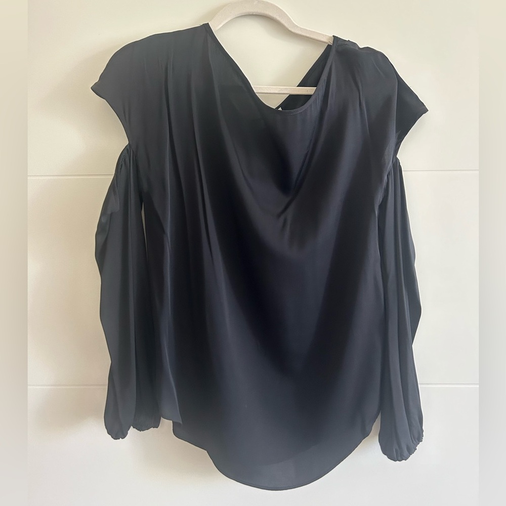 Milly Black Blouse with Unique Sleeve Design Medium